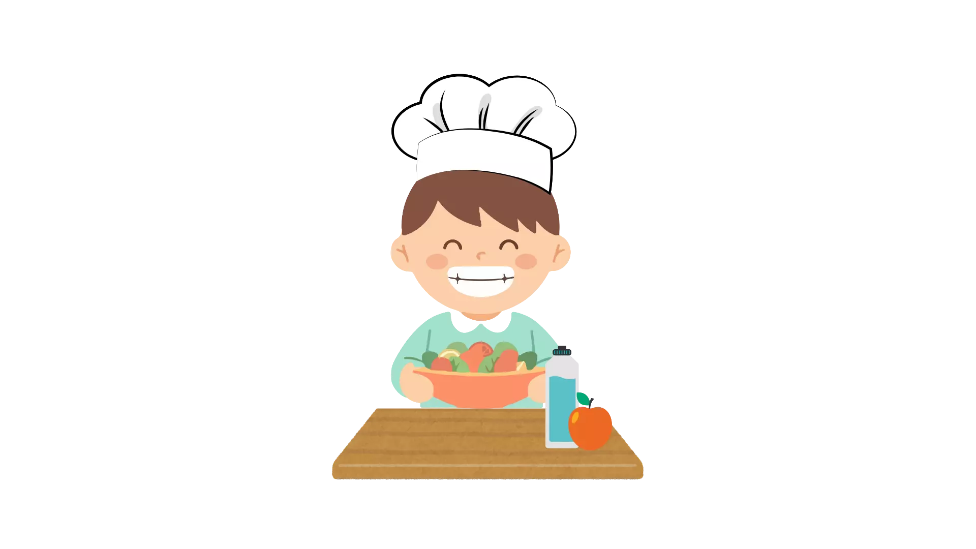 Enfants se mettant à table avec un repas diététique